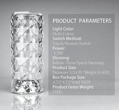 Crystal Touch Table Lamp – 16 Color Changing RGB